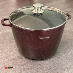 Oală înaltă marmorată cu capac 28 cm, 10,2 L – Royalty Line AD28MG, vișiniu, antiaderentă, compatibilă inducție - Img 8