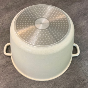 Oală înaltă marmorată cu capac 32 cm, 14 L – Royalty Line AD32MG, crem, antiaderentă, compatibilă inducție - Img 2