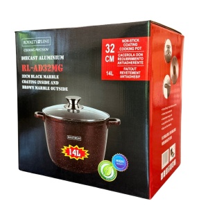 Oală înaltă marmorată cu capac 32 cm, 14 L – Royalty Line AD32MG, vișiniu, antiaderentă, compatibilă inducție - Img 9