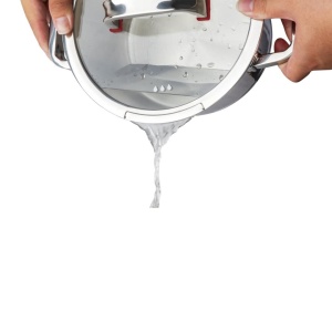 Oală joasă inox 304 cu capac 24 cm, 2,7 L, pentru inducție – VCASA Sierra 90106, capac din sticlă cu strecurătoare - Img 5