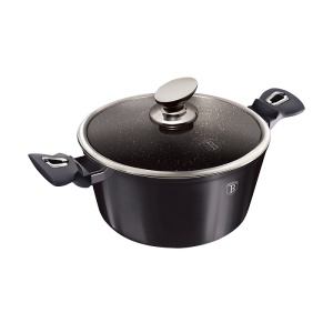 Oala marmorata cu capac 24 cm Carbon Pro Berlinger Haus BH 6893