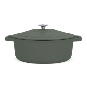 Oală roaster Berlinger Haus BH 8968, fontă emailată cu capac, 32 cm, verde mat - Img 2