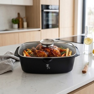 Oala roaster pentru cuptor 6L Black Berlinger Haus, capac cu strecuratoare integrata, antiaderenta, compatibila inductie - Img 3