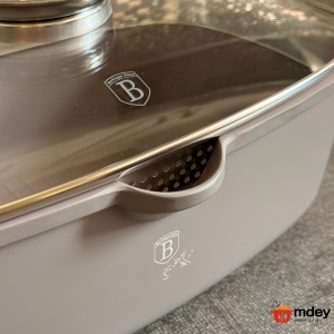 Oala roaster pentru cuptor 6L Taupe Berlinger Haus, gri mat, capac cu strecuratoare integrata, antiaderenta, compatibila inductie - Img 7