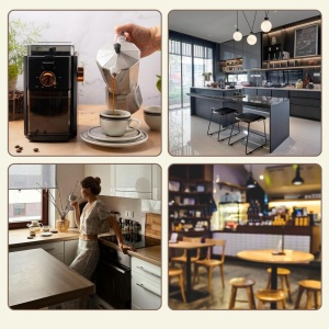 Râșniță electrică de cafea cu discuri plate (burr), 150 W, măcinare reglabilă – Klausberg KB-9010, neagră cu rose gold - Img 4