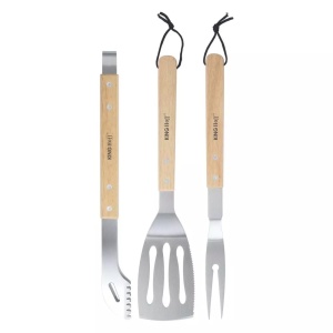Set 3 ustensile pentru gratar Kinghoff KH1918, inox, manere din lemn - Img 1