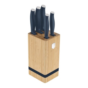 Set 5 cuțite din inox cu suport din bambus – Berlinger Haus Deep Sea BH 3143, albastru mat, mâner soft-touch - Img 3