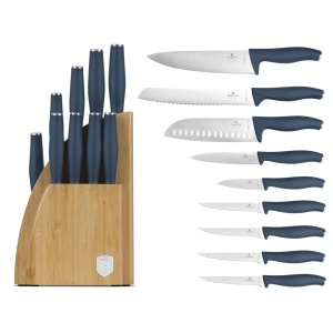 Set 9 cuțite din inox cu suport din bambus, include 4 cuțite de friptură – Berlinger Haus Deep Sea BH 3145, teal mat - Img 4