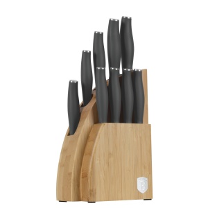 Set cutite 10 piese Antracite Berlinger Haus BH 2758, stativ lemn, gri