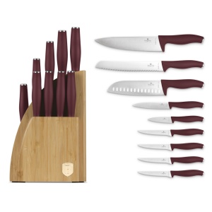 Set cutite 10 piese Leonardo Berlinger Haus BH 2980, visiniu, suport lemn