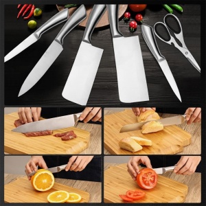 Set cutite inox cu suport Royalty line RL KSS600, cu instrument de ascutire si foarfeca de bucatarie - Img 8
