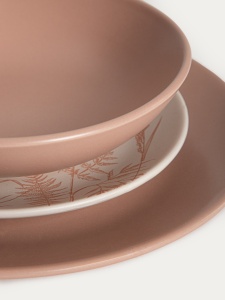 Set de masa Bari, Homla, 18 piese, roz cu motive florale 794292 - Img 6