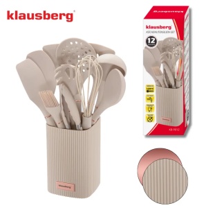 Set de ustensile de bucatarie din silicon, 12 piese, crem Klausberg KB-9012, cu suport, ideal pentru vasele antianderente - Img 9