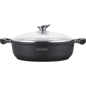Set oală mare 23,4 L (44 cm) + cratiță 7 L (34 cm) marmorate Royalty Line, capac de sticlă, pentru conserve și mese mari - Img 5