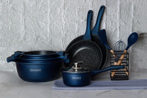 Set oale marmorate cu ustensile 13 piese Royalty Line BS1010, albastru - Img 4