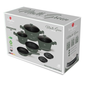 Set oale și tigăi 10 piese, antiaderent – Berlinger Haus Green Matte BH 8207NN, verde mat - Img 7