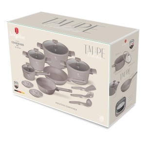 Set oale si tigai 15 piese, antiaderente Taupe Collection Berlinger Haus BH 8111 - Img 8