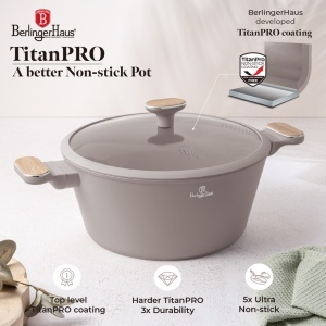 Set oale si tigai 15 piese Nordic Taupe Berlinger Haus BH 8344, gri, antiaderente, compatibile inductie - Img 6