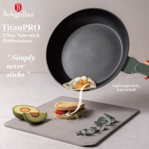 Set oale si tigai cu capace, 15 piese Green Matt Berlinger Haus BH 8208N, verde mat, antiaderente cu titan, inductie - Img 4