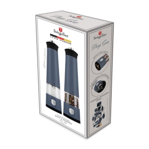 Set râșnițe electrice sare și piper cu LED, 2 piese – Berlinger Haus Deep Sea BH 9884, albastru mat, mecanism ceramic reglabil - Img 2