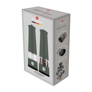 Set râșnițe electrice sare și piper cu LED, 2 piese – Berlinger Haus Green Matte BH 9885, verde mat, mecanism ceramic reglabil - Img 2