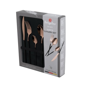 Set tacamuri 24 piese, 6 persoane, rose lucios cu negru mat Berlinger Haus BH 3073
