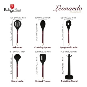 Set ustensile bucatarie 6 piese Leonardo Berlinger Haus BH 8620, visiniu