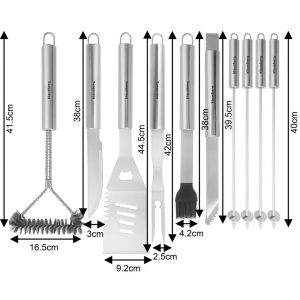 Set ustensile pentru gratar/BBQ, 10 piese, inox, Klausberg KB7901 - Img 5