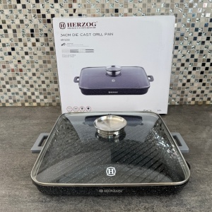 Tava marmorata grill cu capac, 34 CM, patrata, Herzog HR 5233 - Img 4