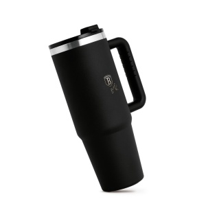 Termos 1L Matte Black Collection BH 8833P, cu maner si pai, negru mat - Img 5