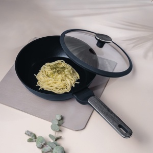 Tigaie adâncă cu capac 24 cm Deep Sea Berlinger Haus BH 8371, titanPro, albastru mat, compatibilă inducție - Img 2