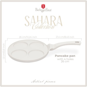 Tigaie cu 4 forme pentru clatite 26 cm Sahara Berlinger Haus BH 7796, antiaderenta, crem