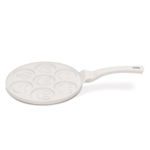 Tigaie cu 7 forme emoji pentru clatite 26 cm Sahara Berlinger Haus BH 7792, antiaderenta, crem