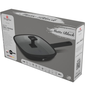 Tigaie grill cu capac 28 cm, 2,1 L – Berlinger Haus Matte Black BH 8184, negru mat, antiaderentă titan, compatibilă inducție - Img 3
