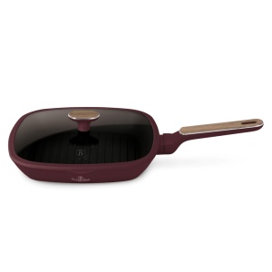 Tigaie grill cu capac 28 cm Leonardo Nordic Berlinger Haus BH 8298, visiniu mat, compatibila inductie - Img 2