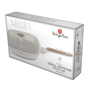Tigaie grill cu capac 28 cm Sahara Nordic Berlinger Haus BH 8317, crem mat, antiaderenta, compatibila inductie - Img 8