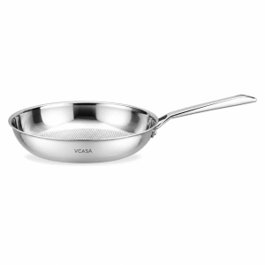 Tigaie inox Tri-Ply 28 cm, fără strat antiaderent, pentru inducție – VCASA Velora 90153, model fagure