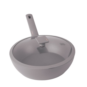 Tigaie wok cu capac 28 cm Taupe Berlinger Haus BH 8094, gri, strat titan