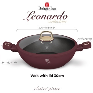 Wok cu capac, cu 2 manere si capac 30 cm Leonardo Collection Berlinger Haus BH 8035 - Img 3