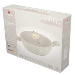 Cratita cu capac 28 cm, 3,8L Sahara Berlinger Haus BH 8068, antiaderenta, crem