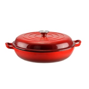Cratita fonta emailata cu capac pentru friptura 30 cm, 2,5 L Perfect Home 14017, rosie