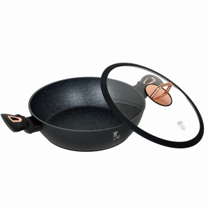 Cratita marmorata cu capac, 3.8 litri, 28cm Black Rose Berlinger Haus BH 1640N