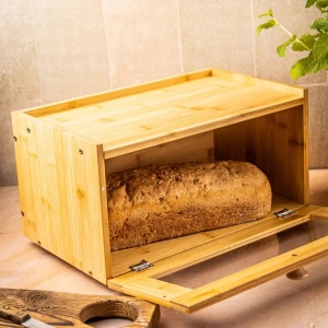 Cutie pentru pâine din bambus cu front acrilic, 35.5×24×18 cm, Klausberg KB-7923 - Img 9