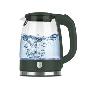 Fierbător de apă din sticlă 1,7 L, iluminare LED – Berlinger Haus Green Matte BH 9812, verde mat, bază rotativă 360°