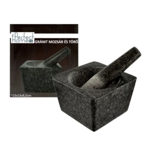 Mojar granit cu pistil, patrat, 13x8,5 cm Perfect Home 11865, negru