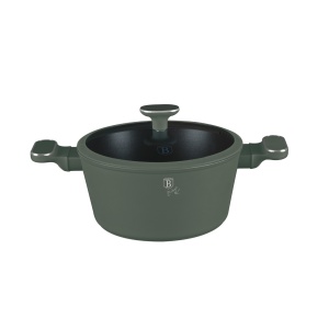 Oală cu capac 24 cm, 4.1L – Berlinger Haus Green Matte Collection BH 8201, verde, cu strat antiaderent din titan, design modern, compatibilă cu toate plitele - Img 2