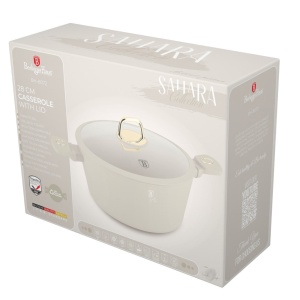 Oala cu capac 28 cm, 6,1L Sahara Berlinger Haus BH 8072, strat antiaderent, crem