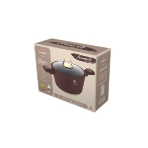 Oala antiaderenta cu capac Leonardo Collection Berlinger Haus BH 8043, 30 cm, 8 litri, antiaderente, strat titan, visiniu mat