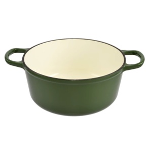 Oala fonta emailata cu capac, 25x11 cm 3,5 L Perfect Home 11862, verde