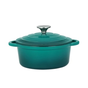 Oala fonta emailata cu capac 20 cm, 2 L Perfect Home 16636, turcoaz